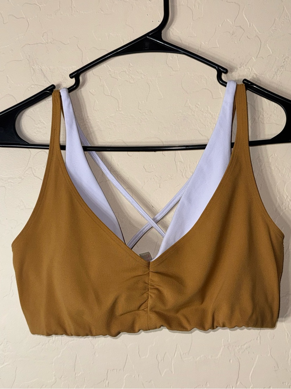 Free People Movement Brown Ruched Cross Back Sports Bra Low Impact Size S